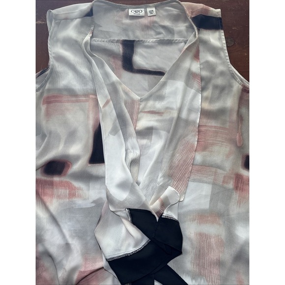 Cato Sleeveless Top Size 22/24W White Black Pink Flowy - Picture 7 of 7
